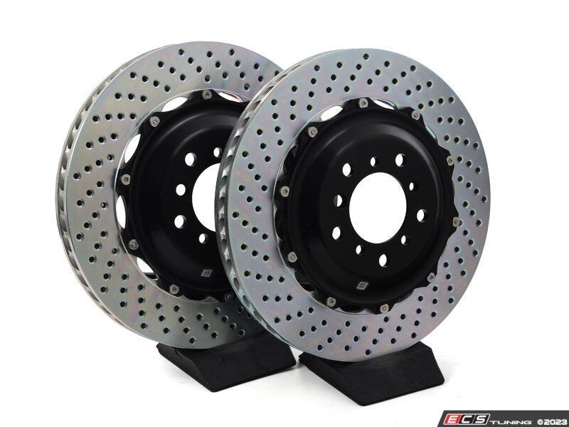 01-06 M3 (E46), 06-08 Z4 M-Coupe/Roadster (E85, E86), Front, Drilled, Black, 6 Piston, 355x32 2-Piece