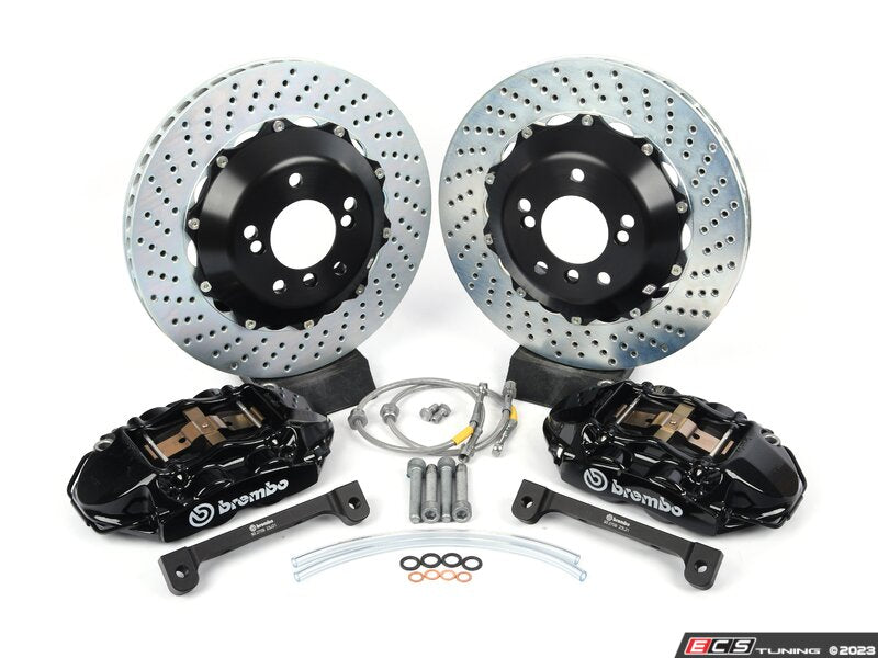 01-06 M3 (E46), Rear, Drilled, Black, 4 Piston, 345x28 2-Piece