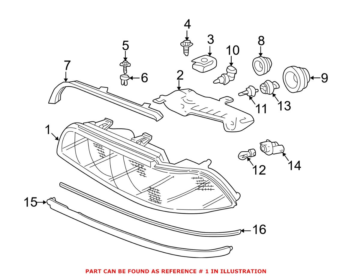 BMW Headlight Assembly – Driver Side (Halogen) 63128385091