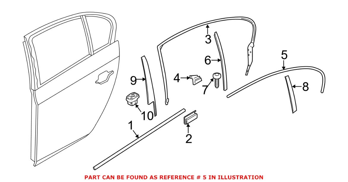 Window Frame Trim – Rear Passenger Side Upper (Black)