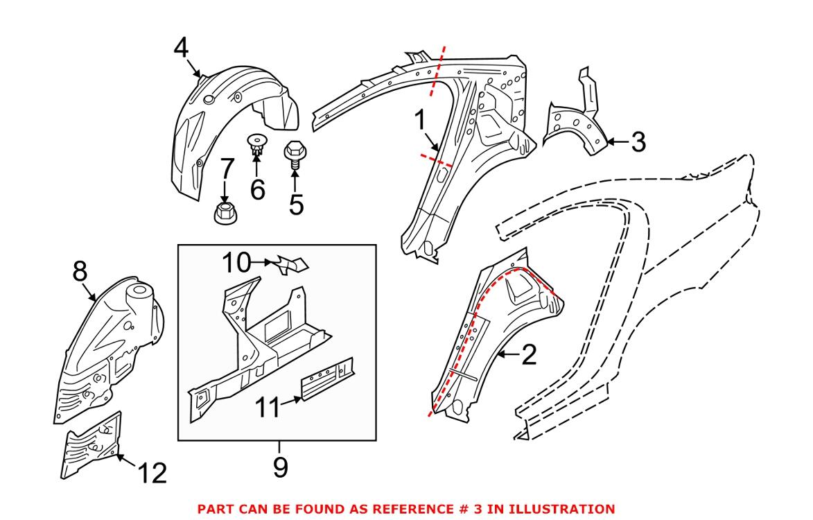 Wheel Housing Side Panel Brace – Pasenger Side