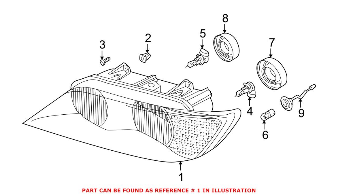 BMW Headlight Assembly – Driver Side (Halogen) 63128389517