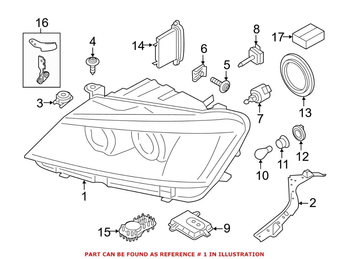 BMW Headlight – Front Driver Left 63117276995