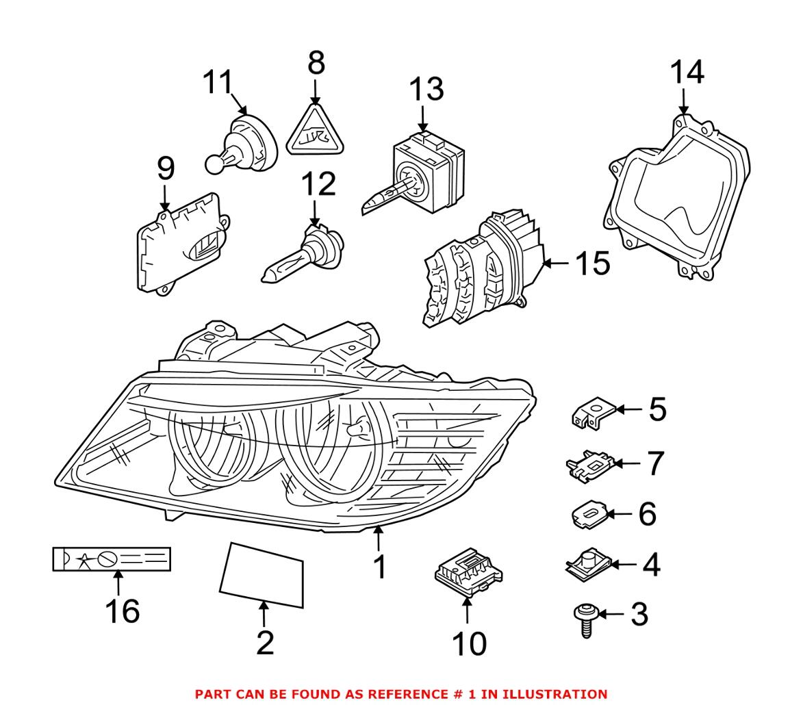 BMW Headlight Assembly – Driver Side (Xenon) 63117240245