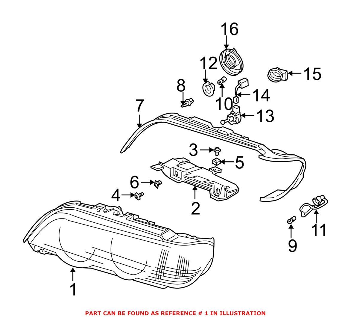 BMW Headlight Assembly – Driver Side (Halogen) (Amber Turnsignal) 63126930209