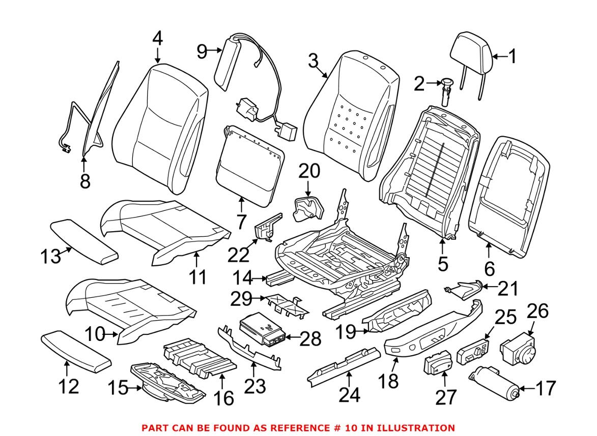 Seat Cushion Pad – Front Pasenger Side (Without Sport Seat) (With Heated Leatherette)