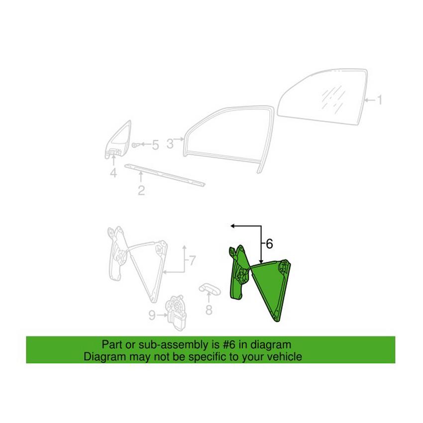 VW Window Regulator – Front Driver Side 1H0837401B