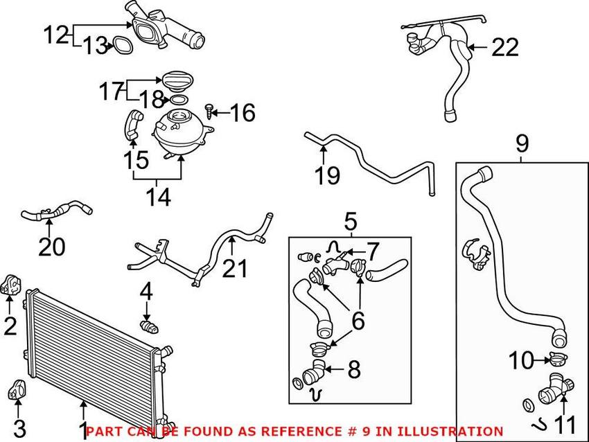 VW Radiator Coolant Hose – Lower 1J0122051H