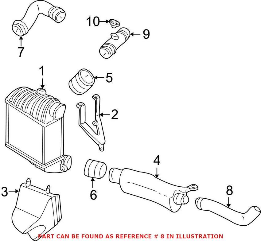 VW Intercooler Hose – Turbocharger to Intercooler Pipe 1J0145828H