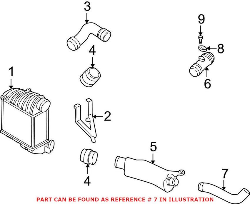 VW Intercooler Hose – Turbocharger to Intercooler Pipe 1J0145828T