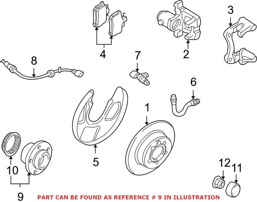 Audi VW Wheel Bearing and Hub Assembly – Rear 1J0598477