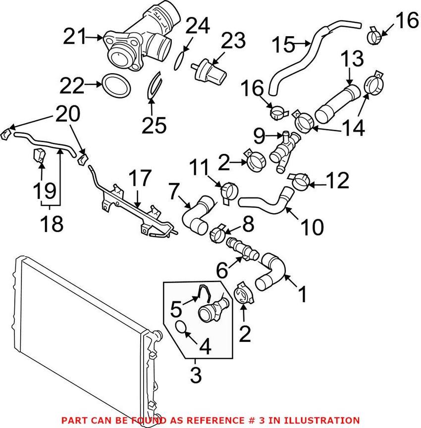 VW Radiator Coolant Hose Adapter 1K0122291M – Genuine VW/Audi