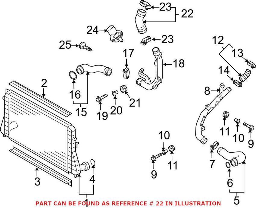 VW Turbocharger Intercooler Pipe – Passenger Side 1K0145838AA