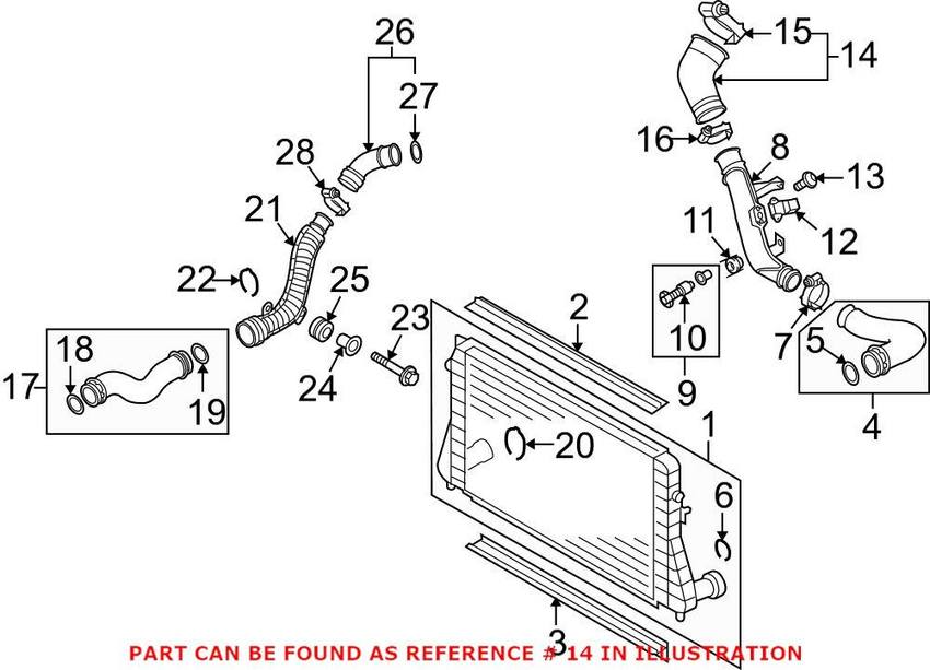 VW Turbocharger Intercooler Pipe 1K0145838AG