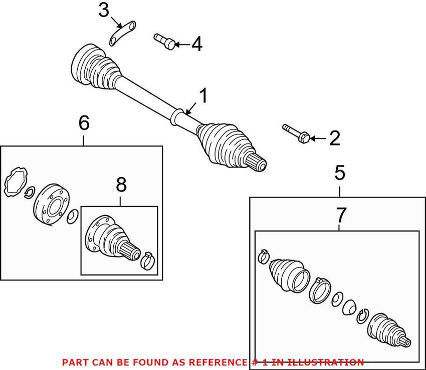 Audi CV Axle Assembly – Rear Passenger Side 1K0501204G