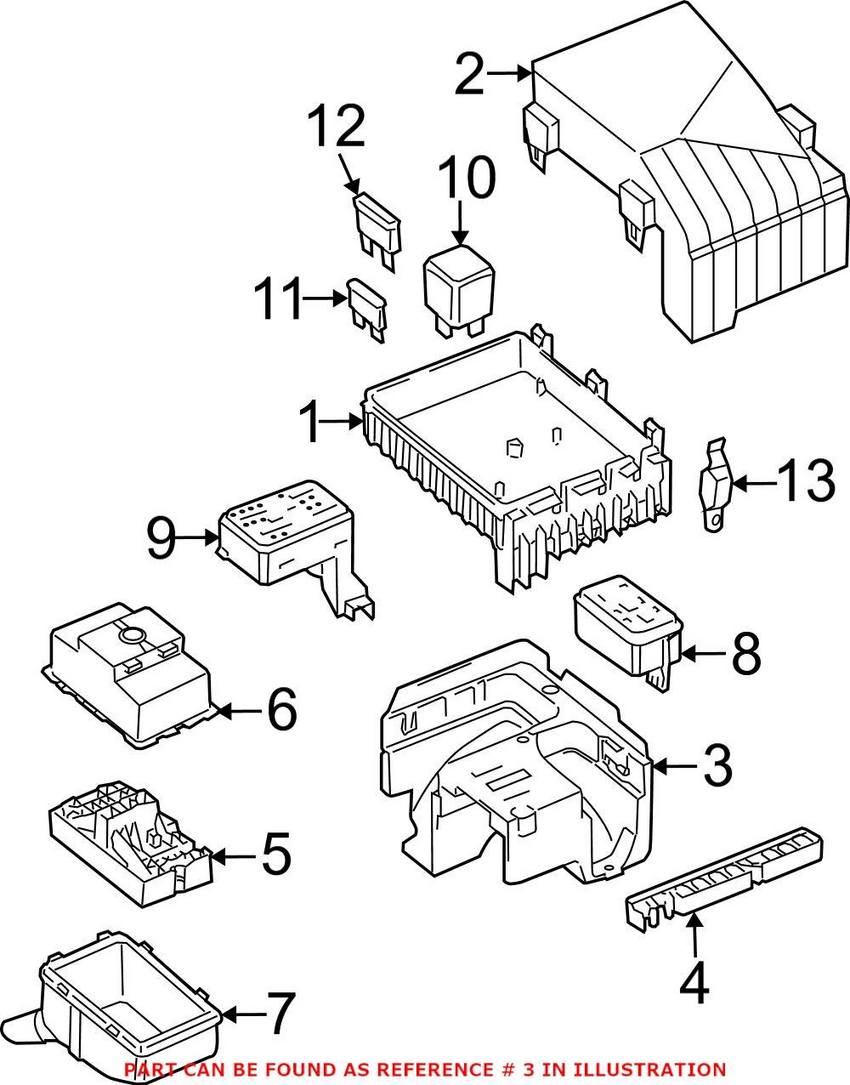 VW Fuse and Relay Center Bracket 1K0907361B