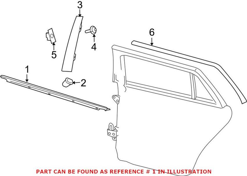 Window Trim Seal – Rear Driver Side (Chrome)