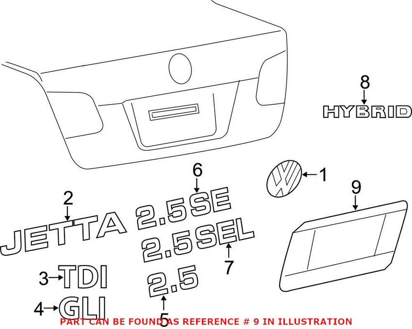 VW License Plate Bracket – Rear 1KM827211A