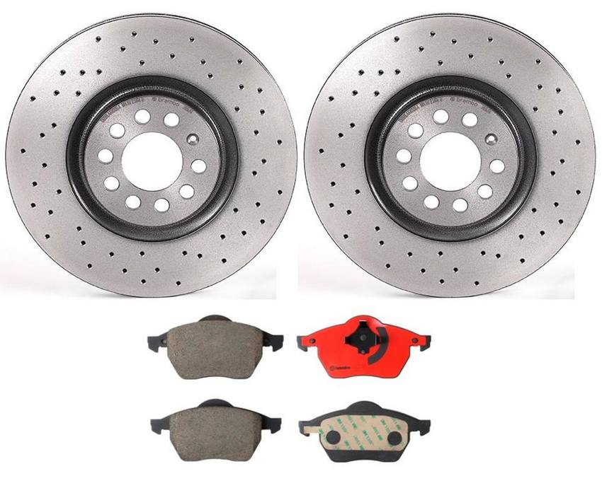 Audi VW Brakes Kit – Pads and Rotors Front (312mm) (Xtra) (Ceramic) 8N0615301A – Brembo 2128926KIT