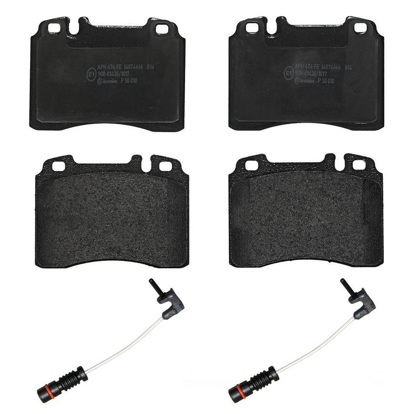 Mercedes Brakes Set Kit – Pads Front (Low-Met) (with Sensors) 005420022041 – Brembo 2128985KIT