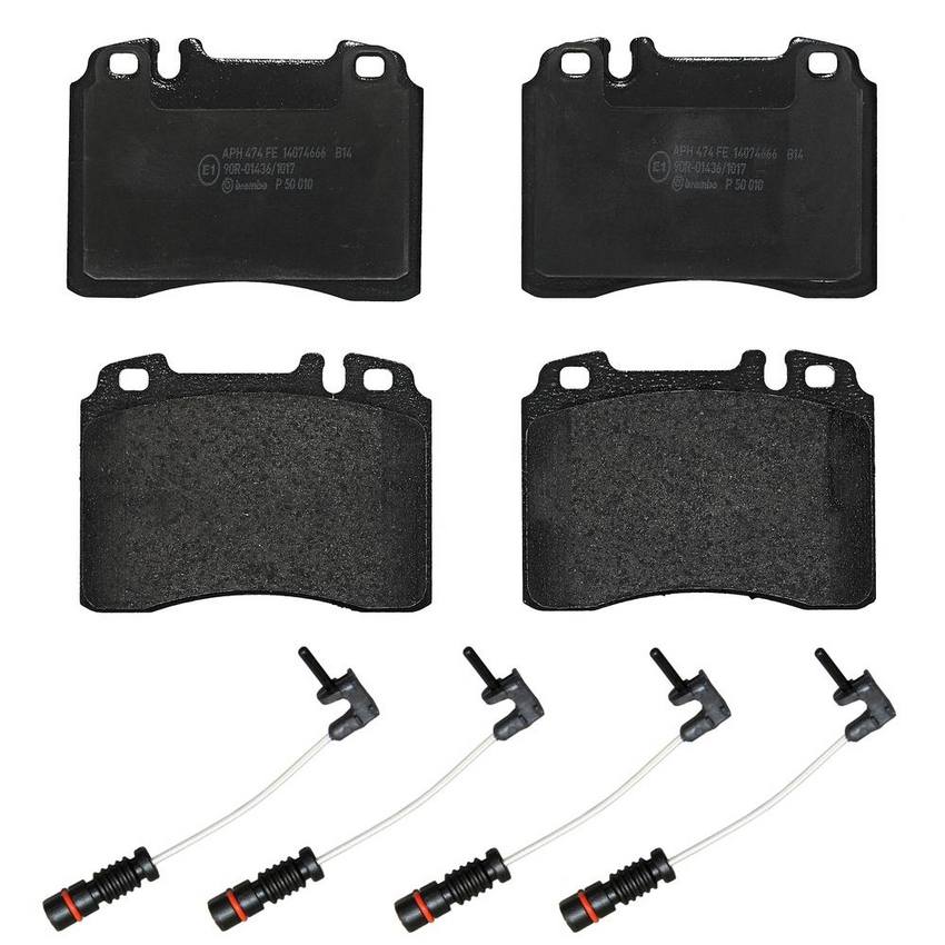 Mercedes Brakes Set Kit – Pads Front (Low-Met) (with Sensors) 005420022041 – Brembo 2129004KIT