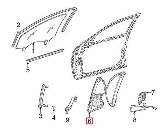 Mercedes Window Regulator – Front Passenger Side 2207200446