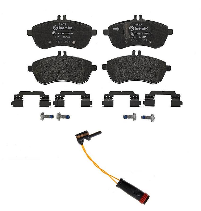 Mercedes Brakes Set Kit – Pads Front (Low-Met) (with Sensor) 2115401717 – Brembo 2325536KIT