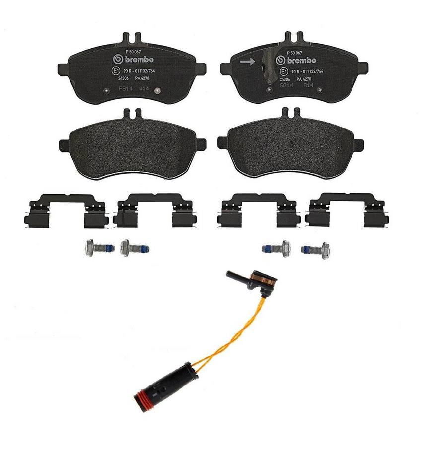 Mercedes Brakes Set Kit – Pads Front (Low-Met) (with Sensor) 2115401717 – Brembo 2325544KIT