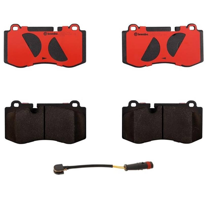 Mercedes Brakes Set Kit – Pads Front (Low-Met) (with Sensor) 004420802064 – Brembo 2325575KIT