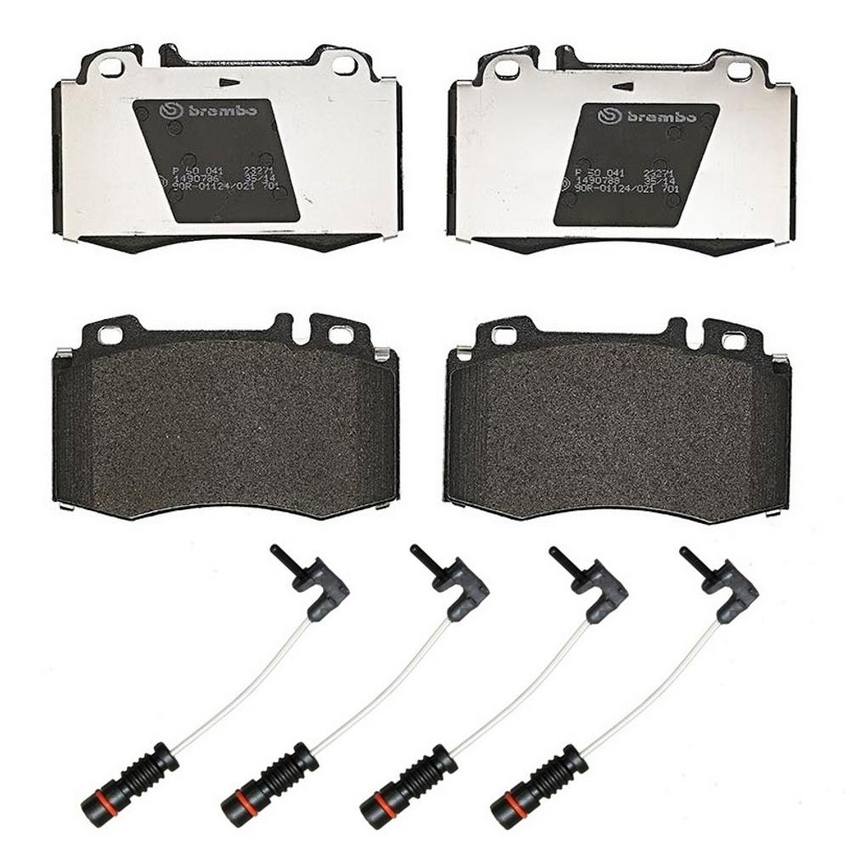 Mercedes Brakes Set Kit – Pads Front (Low-Met) (with Sensors) 163420102041 – Brembo 2372442KIT