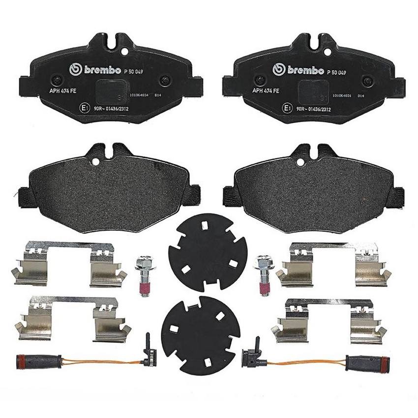 Mercedes Brakes Set Kit – Pads Front (Low-Met) (with Sensors) 004420872041 – Brembo 2372460KIT