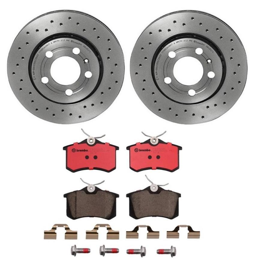 Audi VW Brakes Kit – Pads and Rotors Rear (256mm) (Xtra) (Ceramic) 8N0615601B – Brembo 2377182KIT