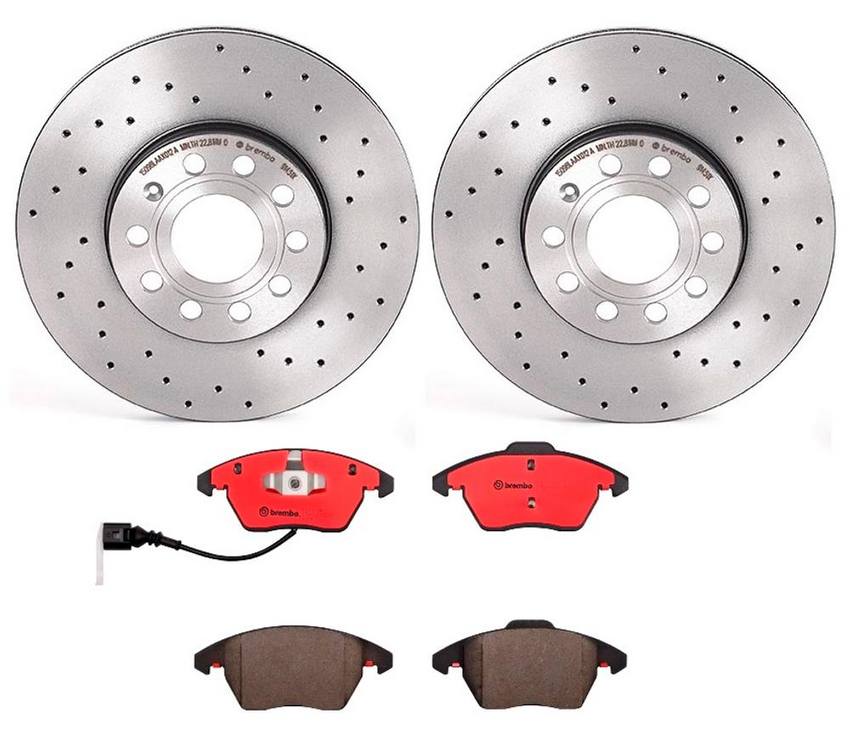 Audi VW Brakes Kit – Pads and Rotors Front (288mm) (Xtra) (Ceramic) 8J0698151C – Brembo 2377468KIT