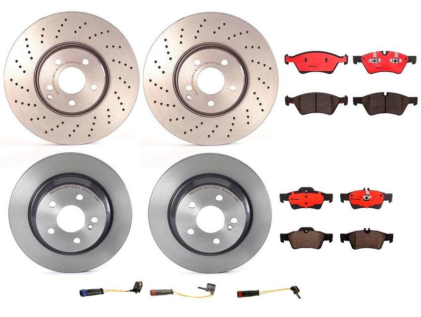 Mercedes Brakes Kit – Pads & Rotors Front and Rear (330mm/300mm) (Ceramic) 220421181264 – Brembo 2525187KIT