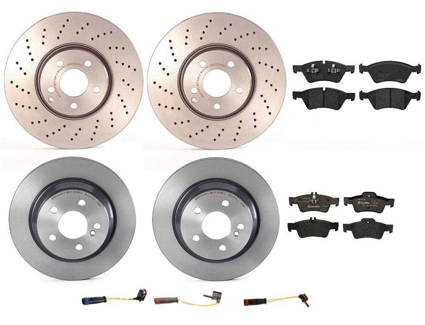 Mercedes Brakes Kit – Pads & Rotors Front and Rear (330mm/300mm) (Low-Met) 220421181264 – Brembo 2575407KIT