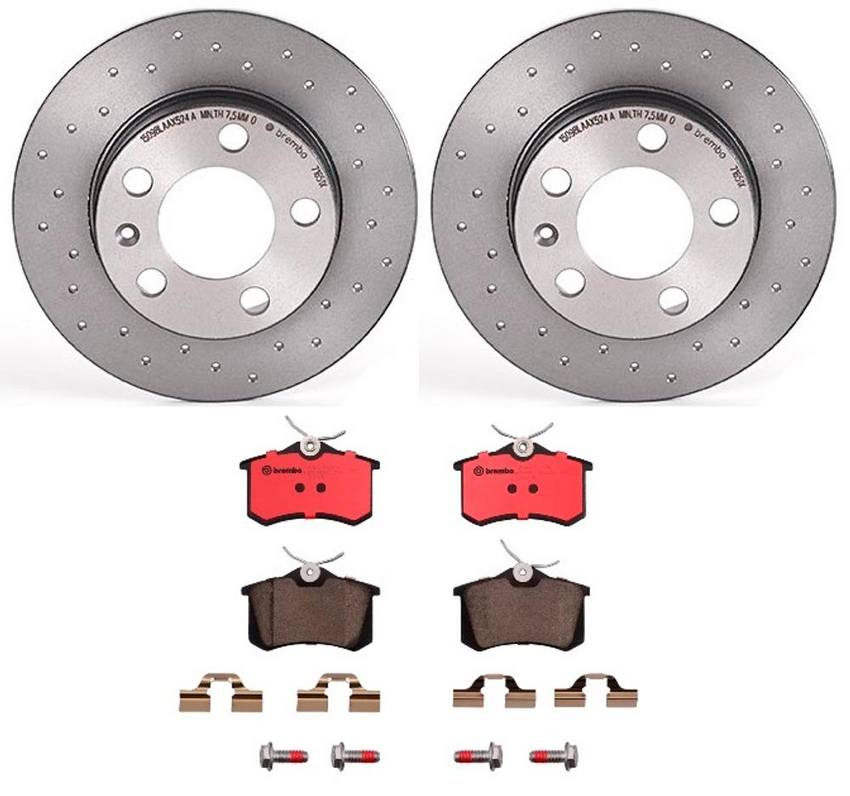 Audi VW Brakes Kit – Pads and Rotors Rear (232mm) (Xtra) (Ceramic) 8E0698451L – Brembo 2657489KIT