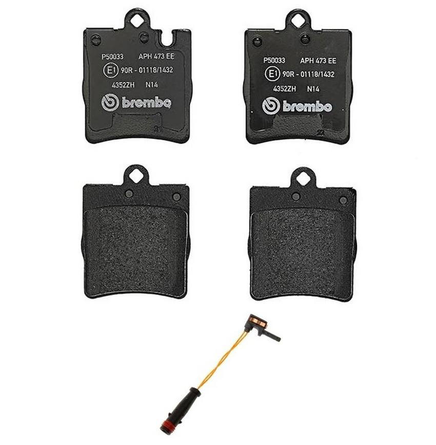 Mercedes Brakes Set Kit – Pads Rear (Low-Met) (with Sensor) 005420192041 – Brembo 2662145KIT