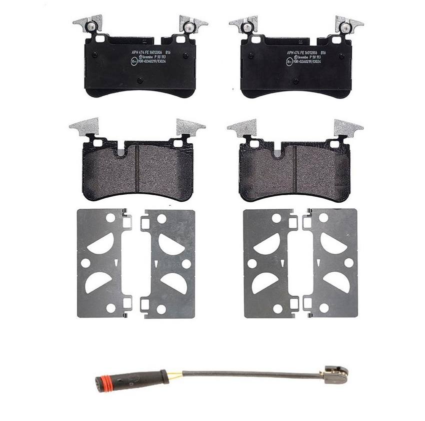 Mercedes Brakes Set Kit – Pads Rear (Low-Met) (with Sensor) 005420252041 – Brembo 2707409KIT