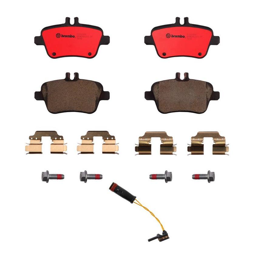 Mercedes Brakes Set Kit – Pads Rear (Ceramic) (with Sensor) 2115401717 – Brembo 2749786KIT