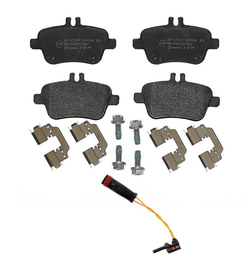 Mercedes Brakes Set Kit – Pads Rear (Low-Met) (with Sensor) 2115401717 – Brembo 2749789KIT