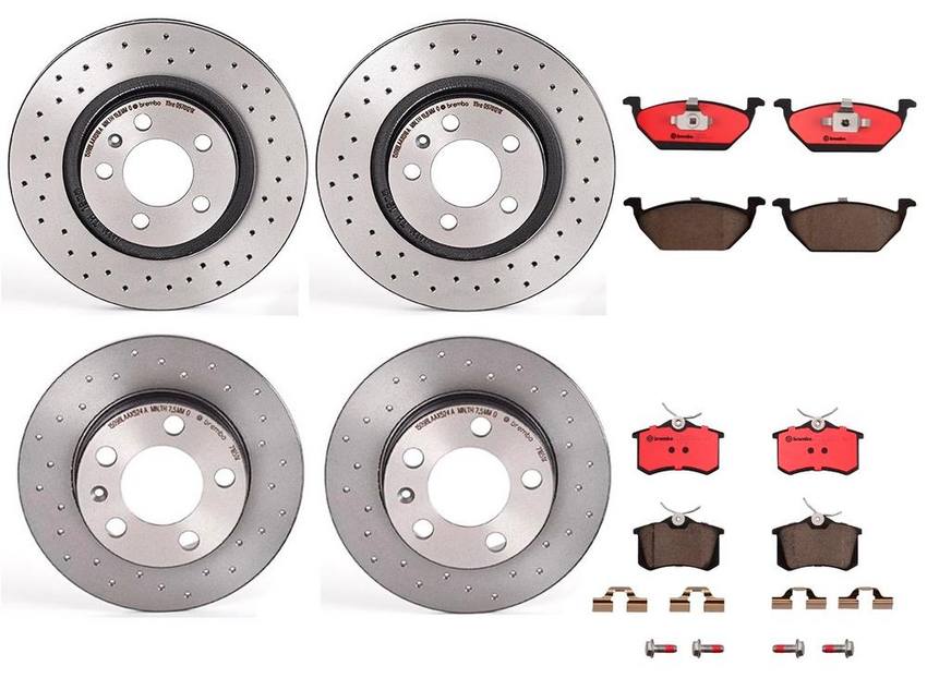 VW Brakes Kit – Pads & Rotors Front and Rear (280mm/232mm) (Xtra) (Ceramic) 8E0698451L – Brembo 2767365KIT