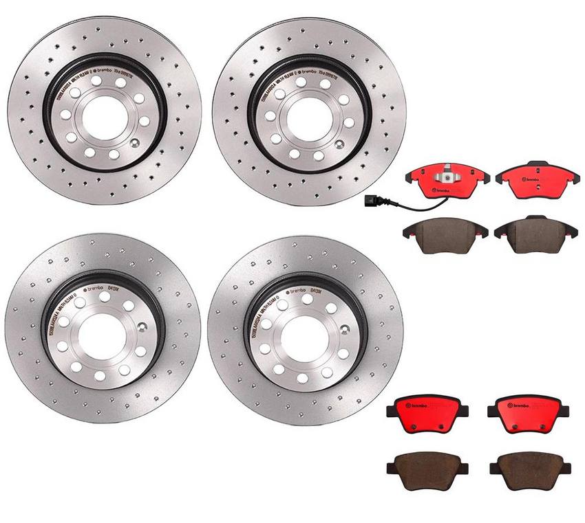 VW Brakes Kit – Pads & Rotors Front and Rear (280mm/272mm) (Xtra) (Ceramic) 8J0698151C – Brembo 2818659KIT