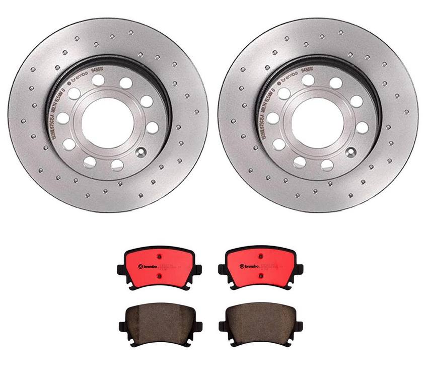 Audi VW Brakes Kit – Pads and Rotors Rear (260mm) (Xtra) (Ceramic) 8E0698451J – Brembo 2849930KIT