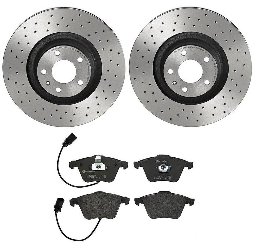 Audi Brake Kit – Pads and Rotors Front (347mm) (Xtra) (Low-Met) 8E0698151G – Brembo 2862801KIT