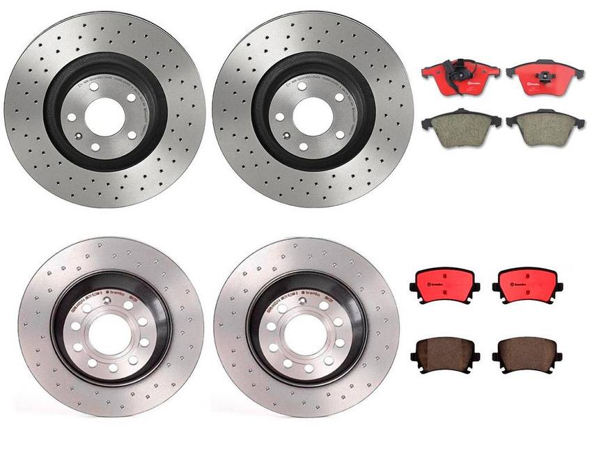 Audi Brake Kit – Pads and Rotors Front and Rear (347mm/302mm) (Xtra) (Ceramic) 8E0698451J – Brembo 2862855KIT