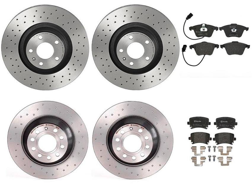 Brembo Brake Pads and Rotors Kit – Front and Rear (347mm/302mm) (Xtra) (Low-Met)