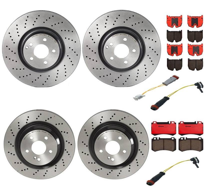 Mercedes Brakes Kit – Pads & Rotors Front and Rear (360mm/330mm) (Ceramic) 221421181207 – Brembo 2864725KIT