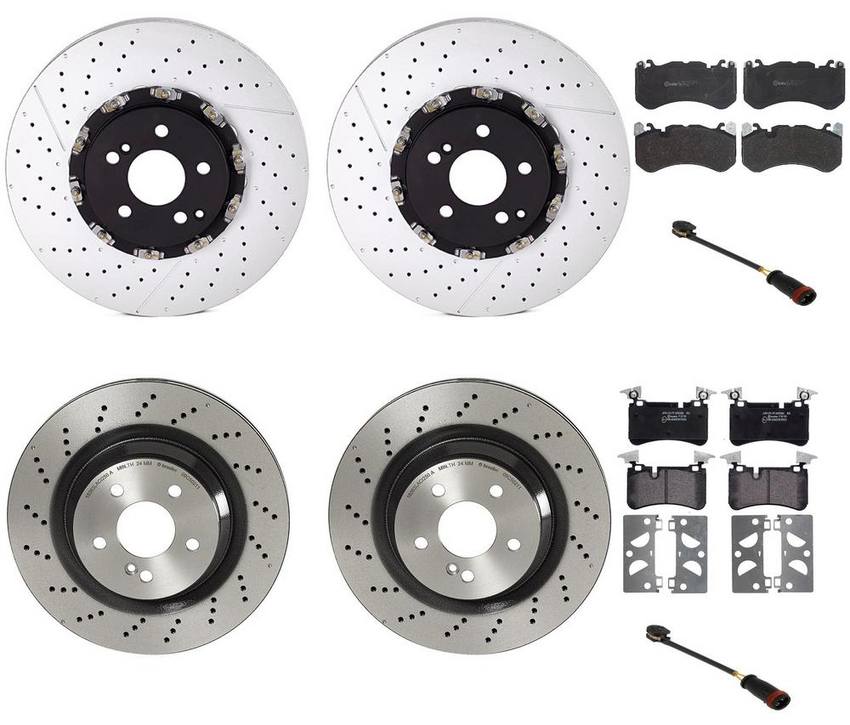 Mercedes Brakes Kit – Pads & Rotors Front and Rear (360mm/330mm) (Low-Met) 2194210212 – Brembo 2864851KIT