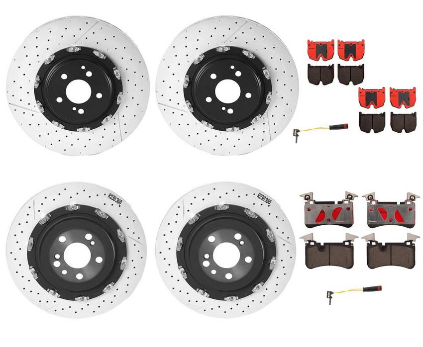 Mercedes Brakes Kit – Pads & Rotors Front and Rear (390mm/360mm) (Ceramic) 2304231412 – Brembo 2889305KIT