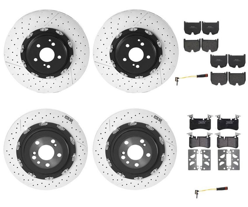 Brembo Brake Pads and Rotors Kit – Front and Rear (390mm/360mm) (Low-Met)